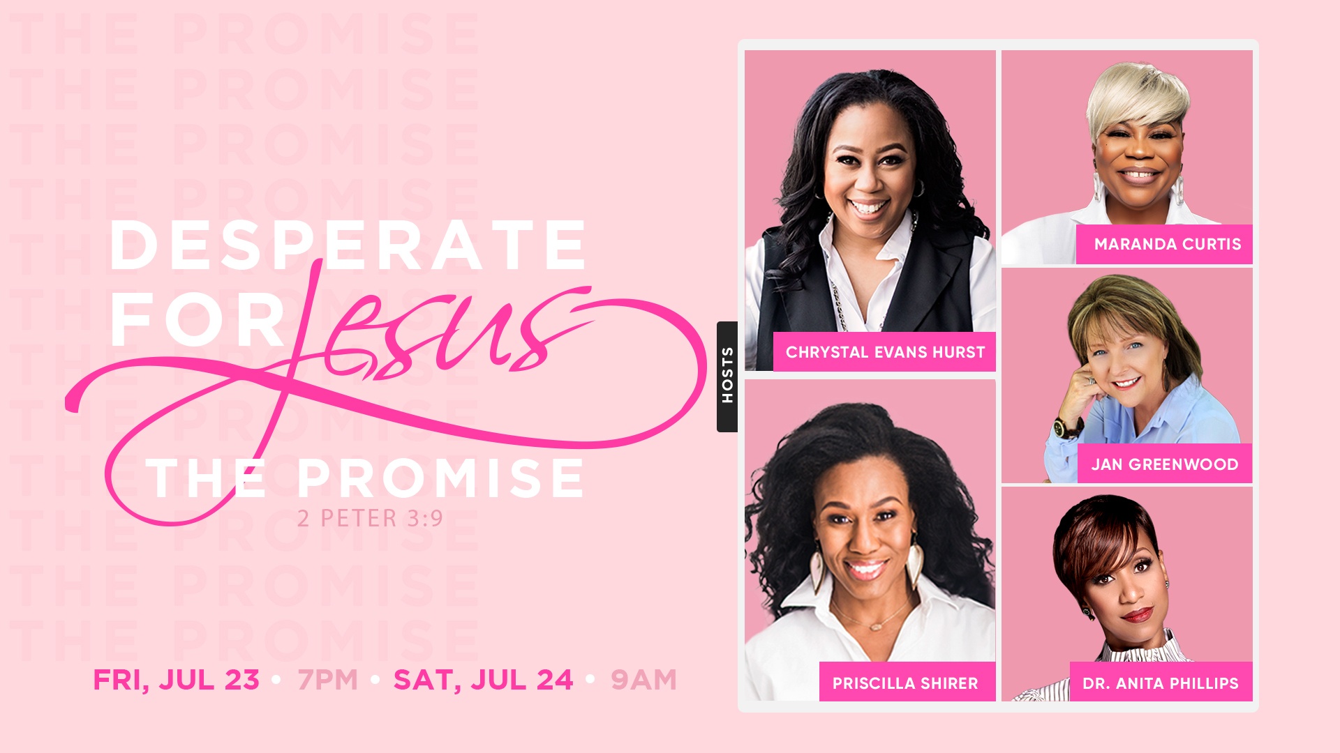 Five women speaking at the Desperate for Jesus women's conference