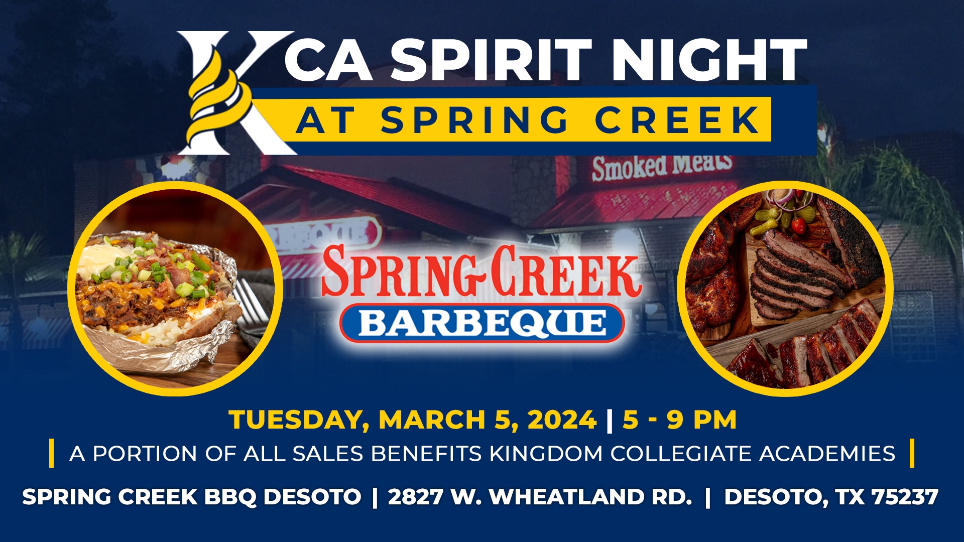 KCA Spirit Night at Spring Creek Barbeque