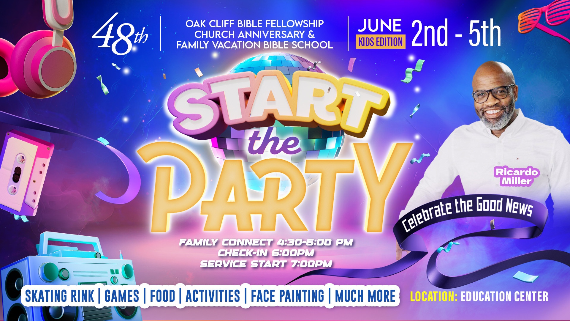 Family vacation Bible school (VBS) for kids with Ricardo Miller
